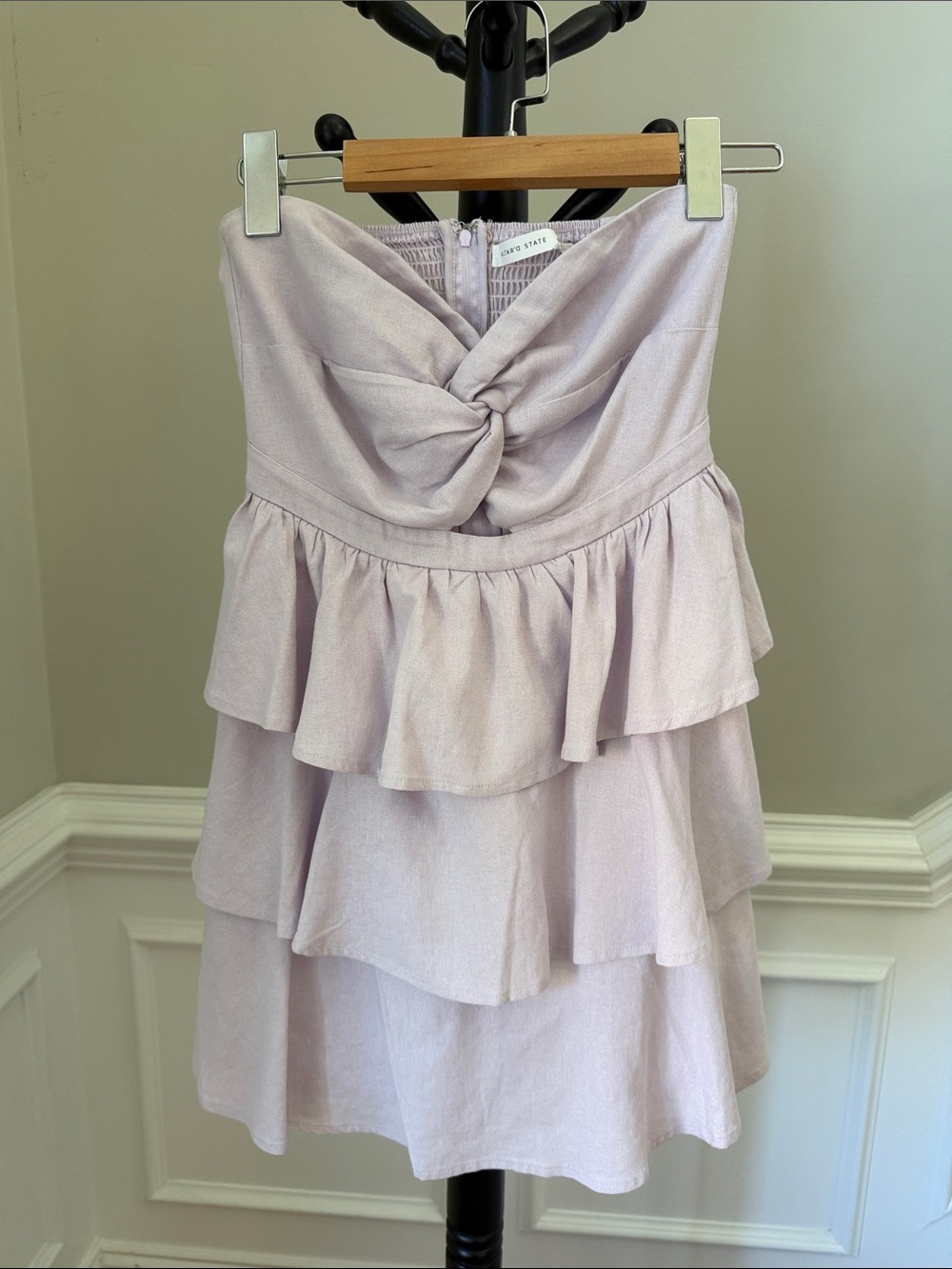 Altar'd State Lavender Knot-Front Tiered Dress